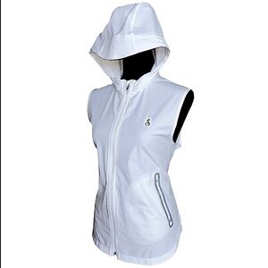 PETER MILLAR White Hooded Zip Golf Vest Outerwear Women’s XL NWT’s!!